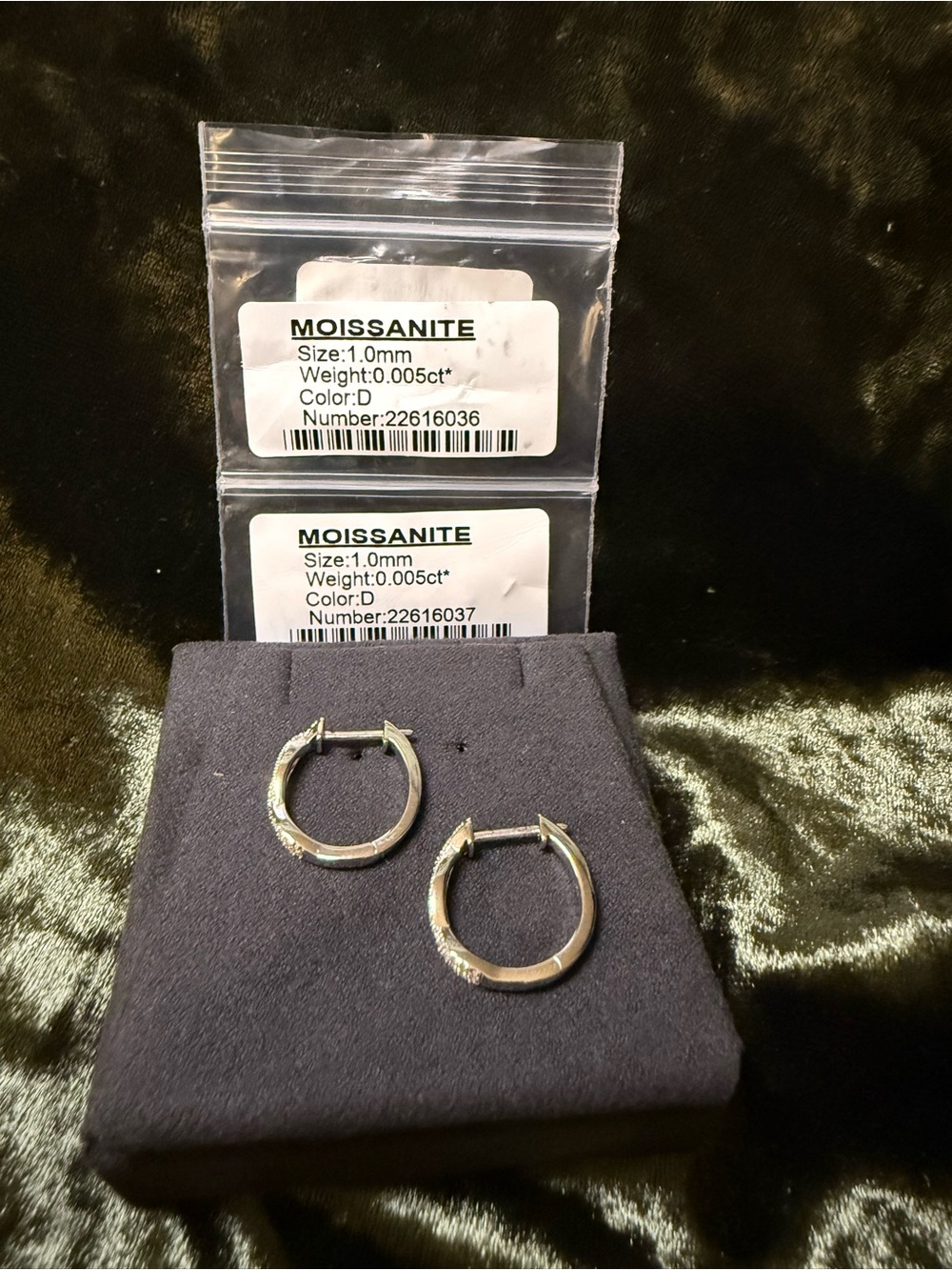 925 Sterling Silver Hoop Earrings with Moissanite Pavé Accents - Picture 7 of 8